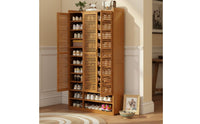 Multi-Layer Shoe Storage Cabinet Large Capacity Louvered Door Footwear Storage Unit Space Saving Household Furniture for Entryway, Hallway, Closet