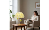 Decorative Rose Table Lamp Warm Light Rose Lamp Floral Gold-Tone for Bedside, Bedroom, Living Room