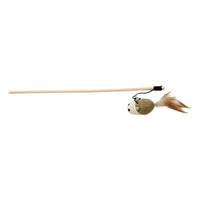 Cat Teaser Wand Wooden Cat Wand with Feathers Indoor for Chase Sessions, Kittens