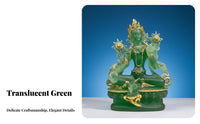 Auspicious Blessing Green Tara Statue Finely Detailed Tara Buddha Figurine Portable Size Resin Bodhisattva Statue Artistic Design for Meditation Practitioners, Collectors, Home Decorators, Desktop, Altar, Office, Living Room