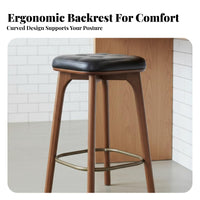 Wooden Bar Chair with Backrest Ergonomic Counter Seating Easy Assembly for Cafe