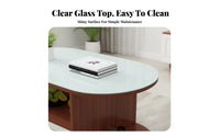 Oval Coffee Table with Drawer Mobile Design Living Room Furniture Space-Saving