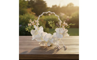 Wreath Bouquet with Pearl Handle Beaded Decorations Faux for Bridal Photoshoots