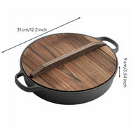 Induction Compatible Cast Iron Skillet Natural Non-Stick Flat Bottom Cast Iron Pot Excellent Heat Retention Flat Bottom Skillet Scratch Resistant