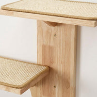 Cat Shelves Wall-Mounted Solid Wood Climbing Frame, 2-Step Playground with Sisal Mat, Simple Style Perch for Indoor Kittens Sleeping and Playing