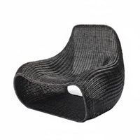 Low-Outsideside Line Woven Chair Minimalist Design Woven Contoured Armchair Weather-Resistant Breathable Weave for Garden, Patio