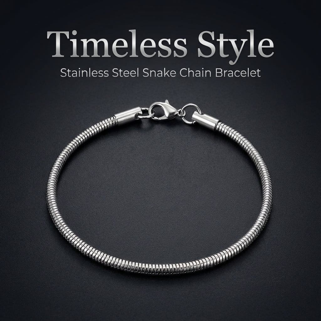 Minimalist Snake Chain Bracelet, Stainless Steel Chain Bracelet, Round Snake Bracelet Women, Fashion Bracelet Everyday Wear