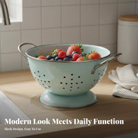 Metal Fruit Strainer Rust-Resistant Kitchen Draining Basket Perforated Food Basket Versatile Draining Bowl with Handles