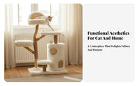 Natural Wood Trunk Skycloud-themeded Cat Tower Multi-Level Design Skycloud-themeded Scratching Tree comfortable Resting areas Pet Furniture Sturdy Construction for felines, Kittens, Indoors, Living Room, Bedroom, Small areas