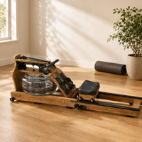 Foldable Wooden Rower Walnut Finish Water Rowing Machine Compact Folding Rowing Machine