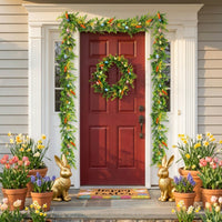 Easter Egg Garland 270 cm Realistic Hanging Easter Vine Artificial Carrot and Egg Vine Festive Decor for Wall, Mantelpiece, Fireplace Mantel