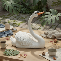 Floating Swan Sculpture Fiberglass Swan Pond Ornament Lightweight Easy to Move