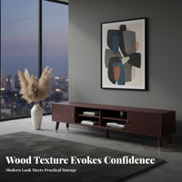 Solid Wood TV Cabinet Large Capacity Storage Modern Entertainment Center Low Profile Media Console Easy to Clean Suitable for Small Apartment Dwellers Living Room