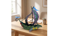 Boat Ornament with Fairy Whimsical Tabletop Ornament Hand Painted Sculpture for Bookshelf