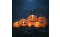 Inflatable Black Cat on Pumpkins Inflate Inflatable Pumpkin with Black Cat Jack-O'-Lantern Decor Outdoor for Yard, Lawn