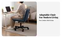 Space-Saving Upholstered Rotate Chair Ergonomic Supportrest Scalloped Support Rolling Chair Height Adjustable Padded Pad