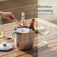 European Style 304 Stainless Steel Double-Layer Ice Bucket for Wine, Beer, and Spirits
