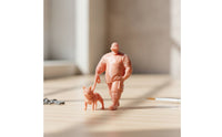 Man Walking Canine Figurine Dog Walking Figurine Portable Diorama Figure for Hobbyists