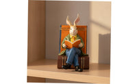 Whimsical Rabbit Reading a Book Literary Bunny Figurine Storybook Rabbit Figurine Charming for Teachers, Students, Desk, Office