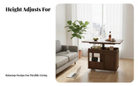 Multi-Functional elevateTop Coffee Table Height-Adjustable transformable elevateTop & beverage Stand Space-Saving Living Room Furniture with casters for Apartment Residents, Homeowners, @distant Workers, Small Apartments, Dining Area, Home Office