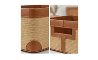 Basketweave Storage Container Basket Rectangular Storage Basket with Handles Reinforced for Lavatory, Vanity, Home Office
