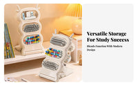 Clear View Design Desktop Pen and Writing Utensil Holder Easy Reach Slanted Pen Holder Space-Saving Detachable Stationery Holder Large Capacity for Students, Kids, Artists, Home Office, Classroom, Dorm Room