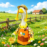 23-Inch Porch Goose Costume with Scarf and Watering Can, Blue Floral