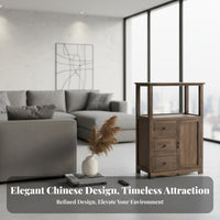 Multi-Tier & Beverage Stand Firm Wood Construction Storage Cabinet Chinese Visual Appearance Easy Assembly for Living Room