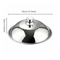 Stainless Steel wok Lid Anti-Spill Universal Frying Pan Cover Cookware Accessory for Kitchen