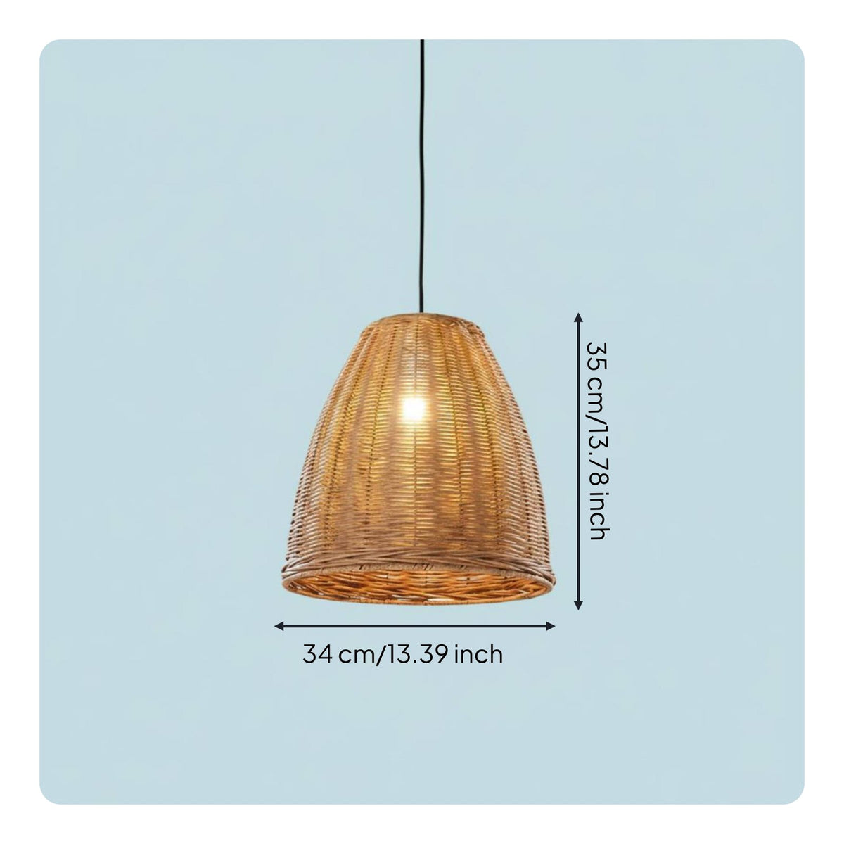 Waterproof Woven Bamboo Hanging Light Light Handwoven Rattan Basket Hanging Lamp Easy Installation Bamboo Hanging Light Light Farmhouse Decor for Camping