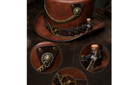 Steampunk Top Hat Vintage-Industrial Steampunk Hat with Vial Comfortable