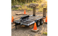 Crawler Trailer with Dual Axles Heavy-Duty RC Metal Trailer with Ramps Low-Profile for Trail Recovery