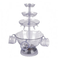 Multi-Tier Wine Fountain Fluted Base Acrylic Wine Fountain Drink Service Wide Round Basin European Plug for Parties, Banquets