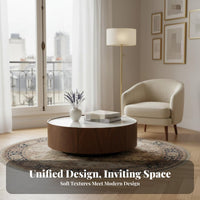 2 Pieces Sintered St Single Top Round Storage Coffee Table Set Rounded Edges Living Room Furniture Space-Saving Scratch-Resistant for Apartment Dwellers, Interior Design Enthusiasts, Homeowners, Small Areas, Lounge Area, Home