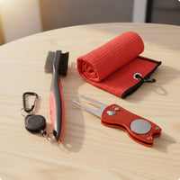 Golf Towel Brush Set 3-Piece Golf Club Cleaning Kit Metal Divot Tool for Golfers