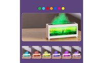 Acrylic Disperser with Picture Panel Flame-Effect Aroma Disperser with Night Light Tabletop Humidifier with Light Decorative