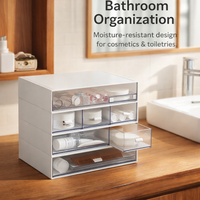 Desktop Organizer with 2 Drawers, Stackable Drawer Storage Box for Office, Cosmetic for Desk, Modular Case