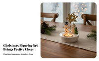 Cute Cartoon Design Christmas Candle Holder Ideal Gift Ceramic Holiday Candle Holder Glitter Accents for Dining Table, Mantelpiece