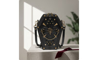 Crossbody Bag with Shoulder Strap Punk Gothic Purse with Skull Eye-Catching Casket Bag for Concerts