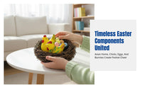 Easter Bird Basket Decor, Chick & Oval Wreath, Rattan Circle Hanging, Holiday Home Decoration