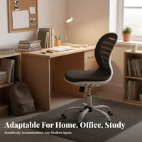 Wheeled Study Chair Breathable Backrest Rolling Mesh Chair Thick Padded Seat