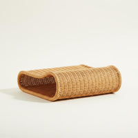 Braided Container Basket Washable Rattan Style Organizer Water-Resistant-Resistant Curved Desktop Tray for Washroom
