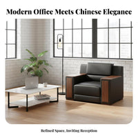 Genuine Leather 3-Piece Seating Group with Table Modern Design Sofa Set Business aesthetic Commercial Furnishing for Corporate Buyers, Office Managers, Waiting Room