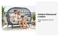 Weather-Resistant Canopied Birdcage Sofa two-personPerson Outdoor Furniture Enclosed weather shield enclosure Chair UV Protection for two people, vacation property Owners, Homeowners, Balcony, Garden, rearyard, waterside