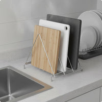 6 Slot Chopping Board Stand Rust-Resistant Stainless Steel Board Rack Sturdy