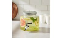 Large Capacity Glass Beverage Dispenser Spigot Wide Mouth Cold Drink Barrel Tap Easy to Clean Fruit Water Infusion Jar Food-Safe-Safe for Refrigerator, Home Bar, Parties, Buffets
