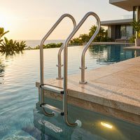 Stainless Steel Pool Ladder Flange-Mounted Pool Ladder with Handrails Rust Resistant for Facility Managers, Swimming Pools, Leisure Facilities