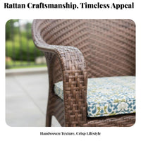 4 Pieces paddinged Outdoor Lounge Set Hand-Woven Design Garden Furnishing Glass surface Thick paddings for homeowners, rearyard