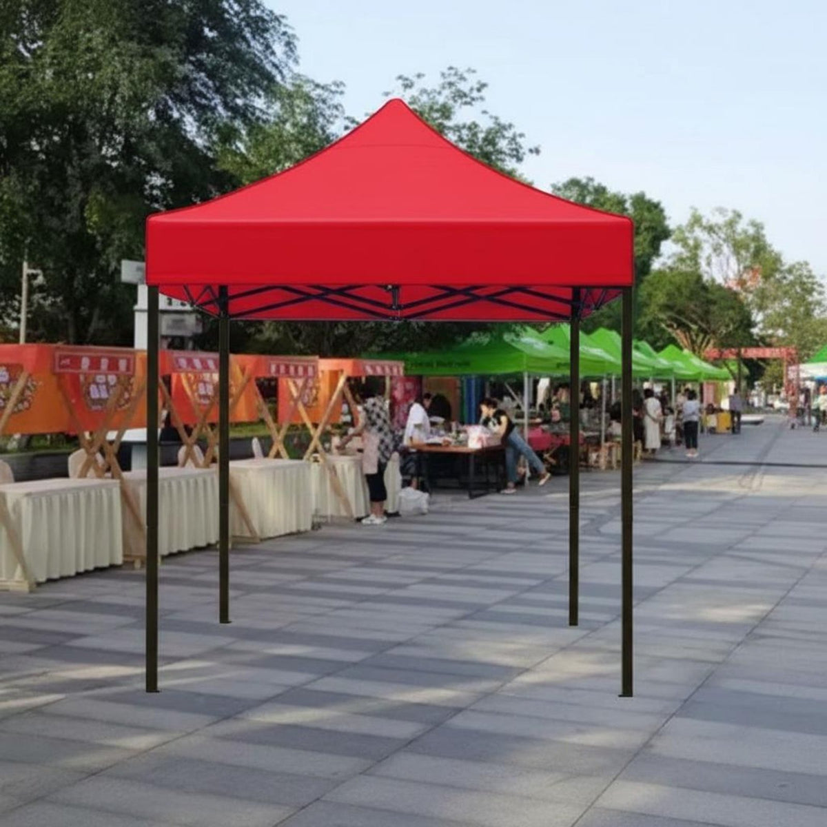 3x3 Folding Canopy Foldable Outdoor Advertising Tent Waterproof Quick-Setup up Canopy Tent for Street Vendors, Campers Markets, Company Outings