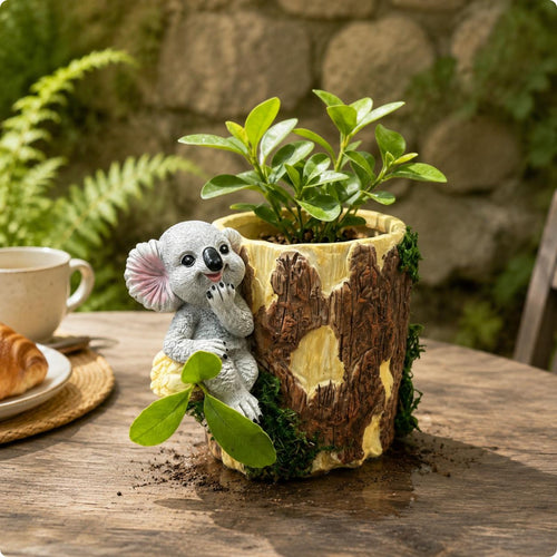 Koala Planter Resin Tree Trunk Planter Open Top for Garden